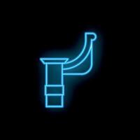Blue neon sign of a gutter and drainpipe on a black background vector