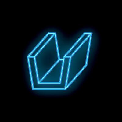 Blue neon light glowing rectangle shape abstract illustration on black background