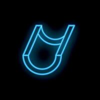 Blue neon icon of a rain gutter glowing on a black background vector
