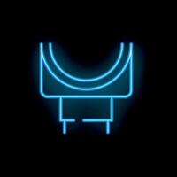 Neon icon of a skate park ramp glowing blue on a black background vector