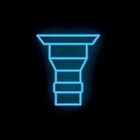 Blue neon sign icon of a drain or sink hole on black background vector