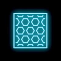 Blue neon sign of a honeycomb pattern glowing on a black background vector