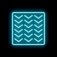 Blue neon square with arrows pointing down on black background vector