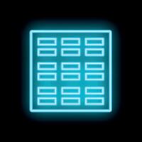 Blue neon sign of a spreadsheet showing financial data vector