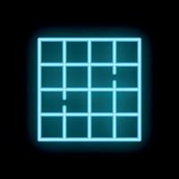Neon blue empty spreadsheet icon glowing on black background vector