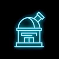 Neon sign representing an observatory exploring the night sky vector