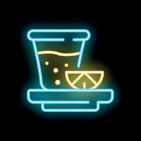 Neon sign depicting a cocktail with lime slice on a bar counter vector