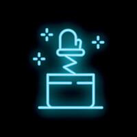 Neon jack in the box toy surprising with open lid vector