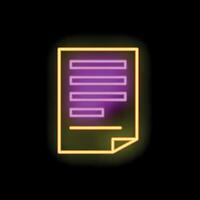 Neon sign representing a document with text and signature vector
