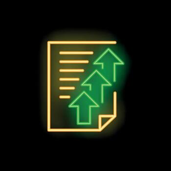 Neon sign representing document experiencing exponential growth vector