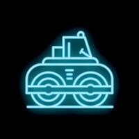 Neon road roller working on a construction site vector