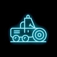 Neon sign of a big machine working on a field vector