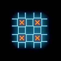 Blue neon grid with four red crosses on black background vector