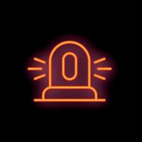 Neon siren flashing with red light on black background vector