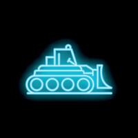 Neon style icon of bulldozer working at night vector