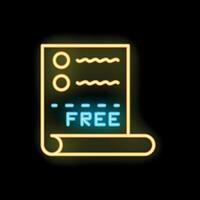 Neon icon of a list with free text for zero price concept vector