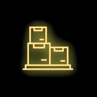 Neon icon of packages sitting on a shelf waiting for delivery vector