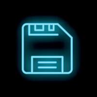 Neon floppy disk shining in the dark background vector