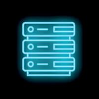 Neon style icon of computer server showing concept of data storage vector