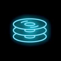 Neon icon of compact discs glowing on black background vector