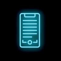 Neon smartphone showing mobile banking app icon in blue vibrant colors vector