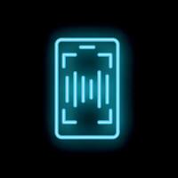 Smartphone scanning barcode with neon light effect vector