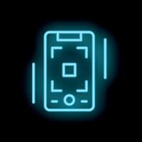 Neon mobile phone showing augmented reality scanner interface vector