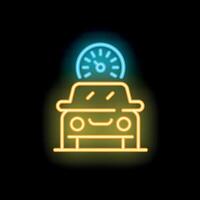 Neon car showing speedometer on a black background vector