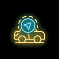 Neon icon of a car sharing service showing location tracking vector