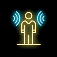 Neon icon of person receiving signals representing telepathy, intuition, or clairvoyance vector
