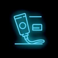 Neon sign of pos terminal accepting contactless payment vector