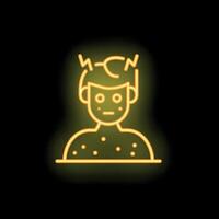 Neon style icon of man experiencing symptoms of monkeypox virus vector