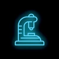 Neon icon of microscope glowing on black background vector
