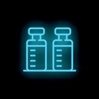 Neon style icon of medical vial bottles representing healthcare and vaccination vector