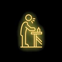 Man standing drinking alcohol neon sign icon on black background vector