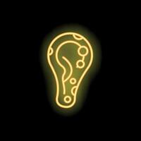 Neon icon of ear with otitis external ear infection vector