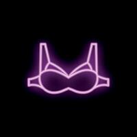Neon sign showing a bra on black background vector