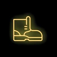 Neon work boot shining on black background vector