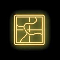 Neon yellow gps navigator showing route on black background vector