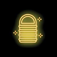 Glowing neon icon of a reusable water bottle for graphic design projects vector
