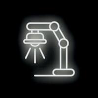 Neon desk lamp shining light on black background vector