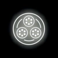 Neon icon of electric car charging cable showing plugged in status on dark background vector