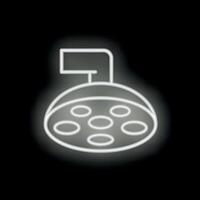 Surgical lamp shining in operating room neon style icon vector