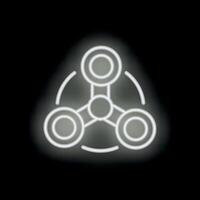 White neon style teamwork icon on black background vector