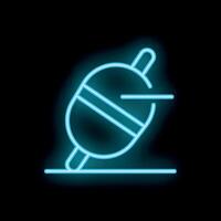 Neon icon of float fishing bobber glowing on black background vector