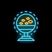 Neon lottery machine showing winning balls on a black background vector