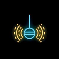 Neon icon of a sensor detecting movement on black background vector
