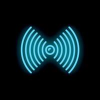Neon icon of wi fi signal emitting radio waves vector