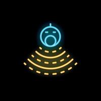 Neon icon of sound waves emitting from speaker vector