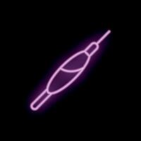 Neon fishing float icon glowing on dark background vector